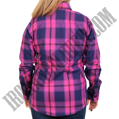 Flannel Shirt in Pink, Navy & Brown