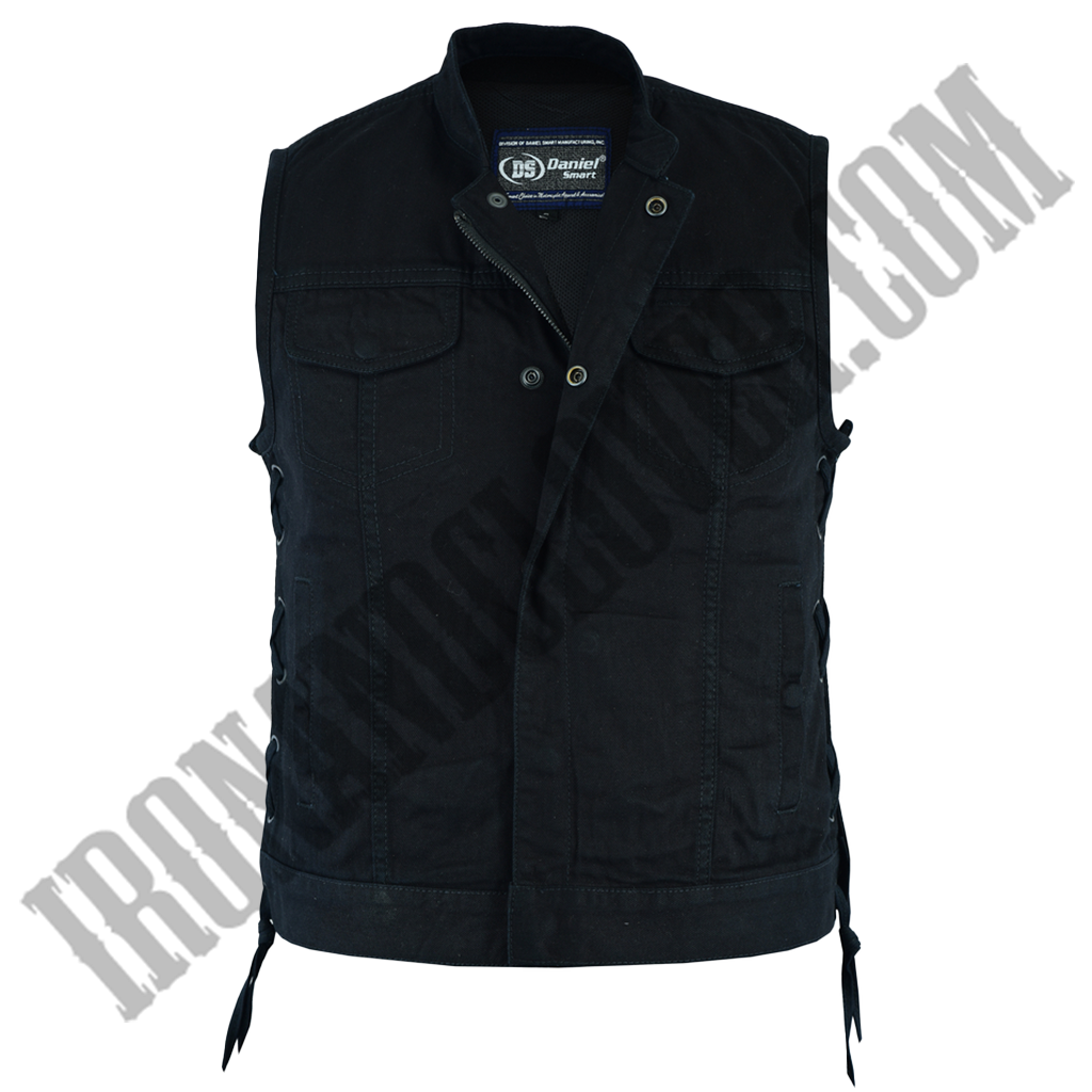 Advance Black Denim Vest with Side Laces