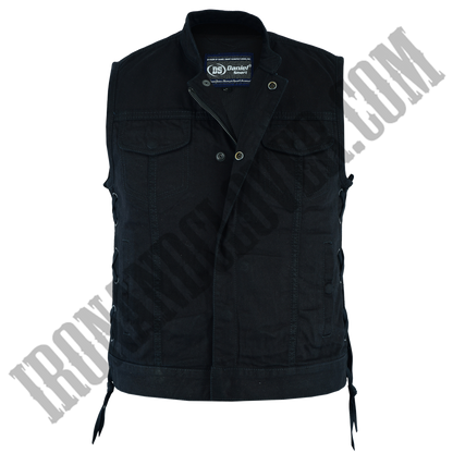 Advance Black Denim Vest with Side Laces