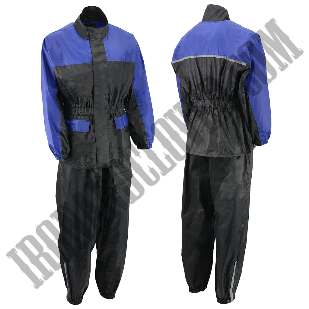 Women's Lightweight Oxford Rain Suit in Blue & Black