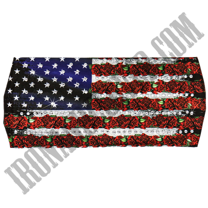 Flag Roses Rhinestone Crystal Headband Wrap