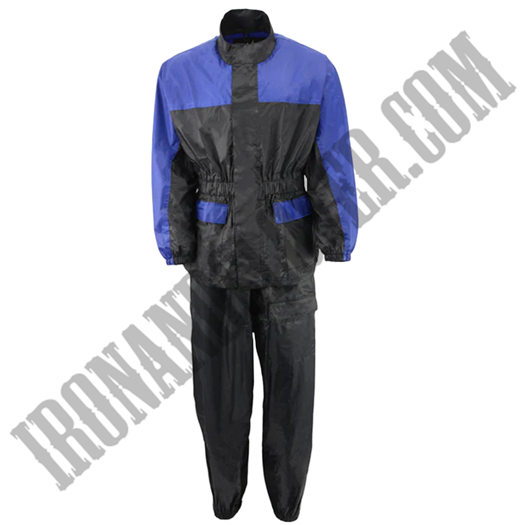 Women's Lightweight Oxford Rain Suit in Blue & Black