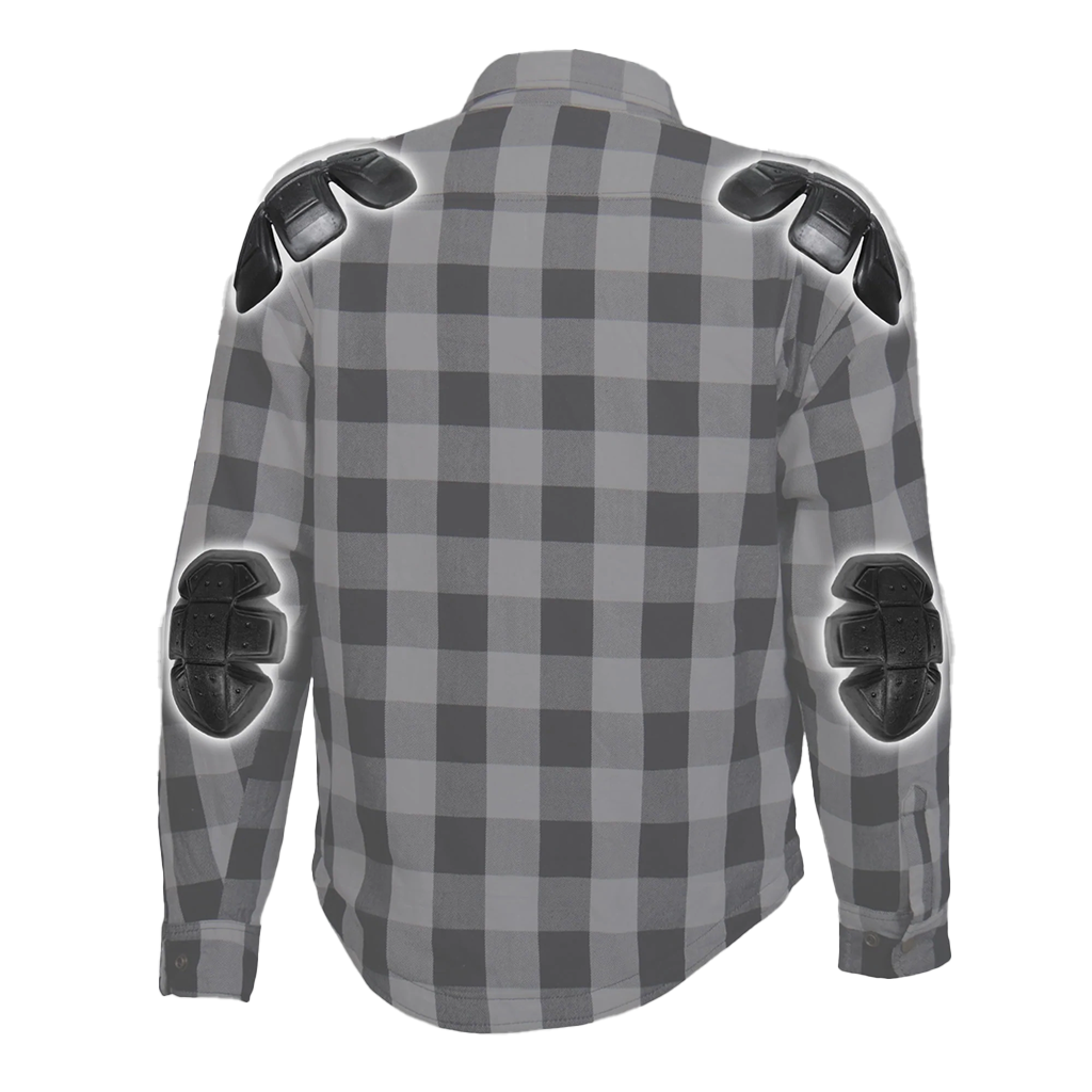 Armored Flannel Jacket with Hood in White & Black