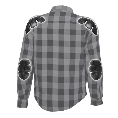 Armored Flannel Jacket with Hood in White & Black