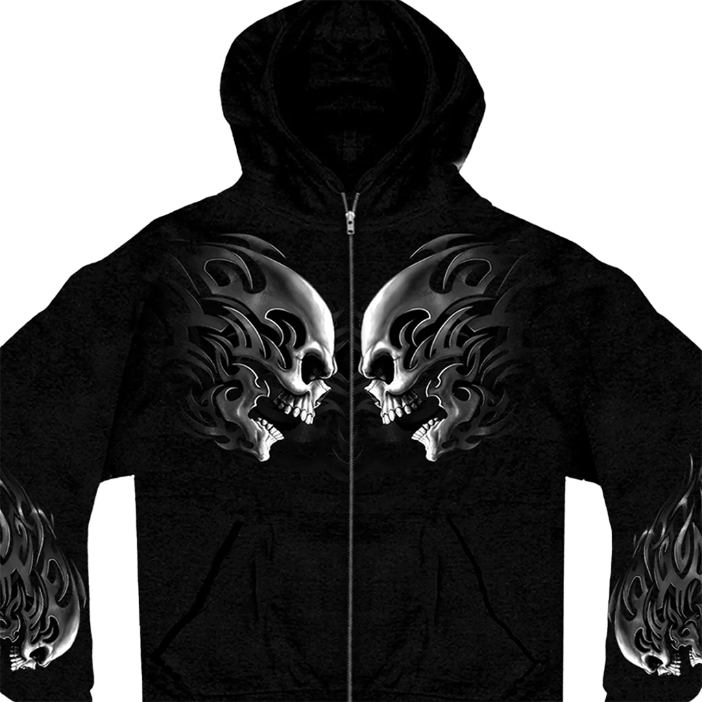 Head Butt Skulls Zipper Hoodie