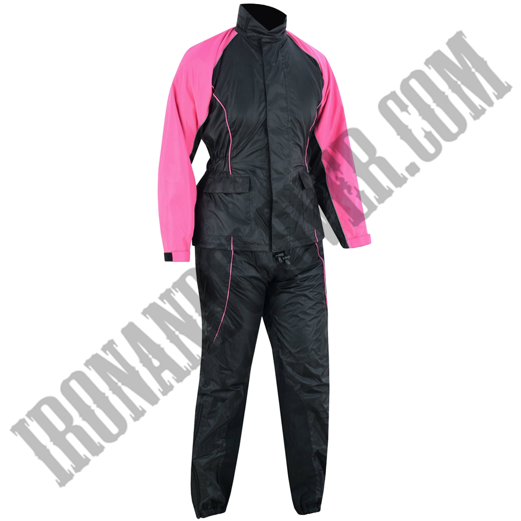 Women's Rain Suit in Black & Hot Pink