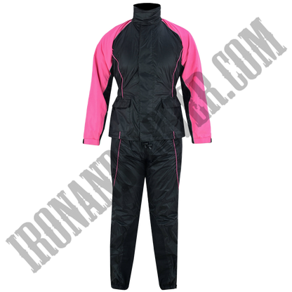 Women's Rain Suit in Black & Hot Pink