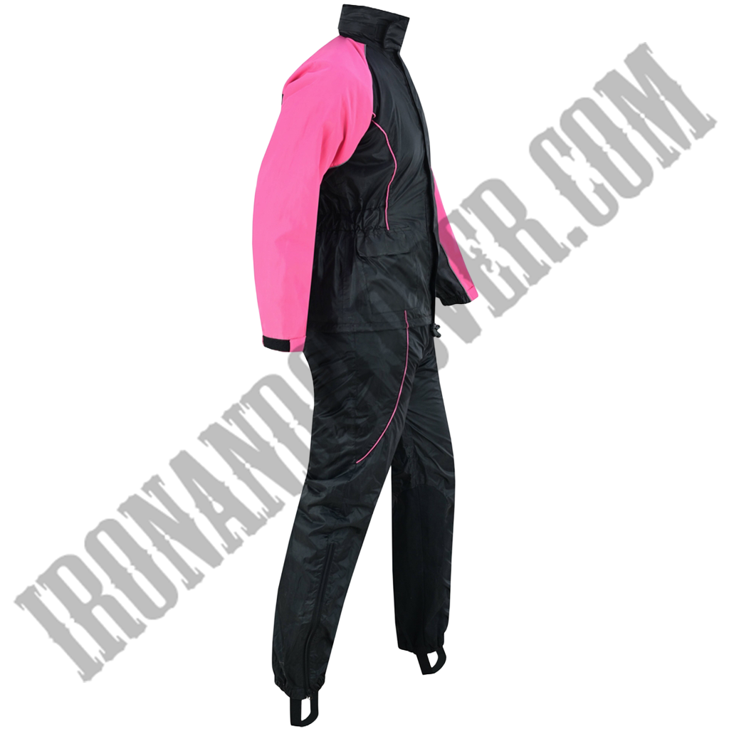 Women's Rain Suit in Black & Hot Pink