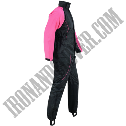 Women's Rain Suit in Black & Hot Pink