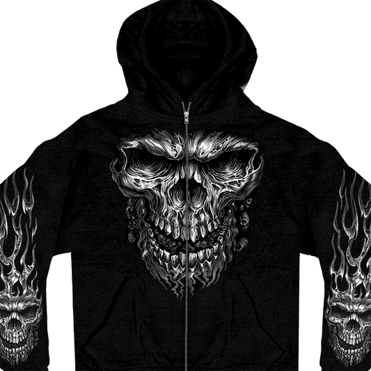 White Shredder Skull Hoodie