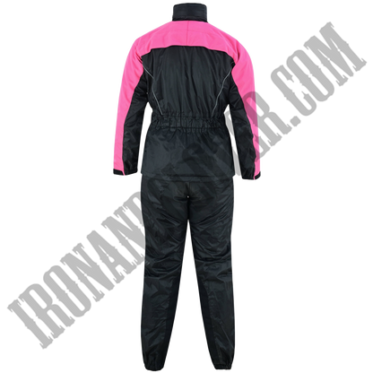 Women's Rain Suit in Black & Hot Pink