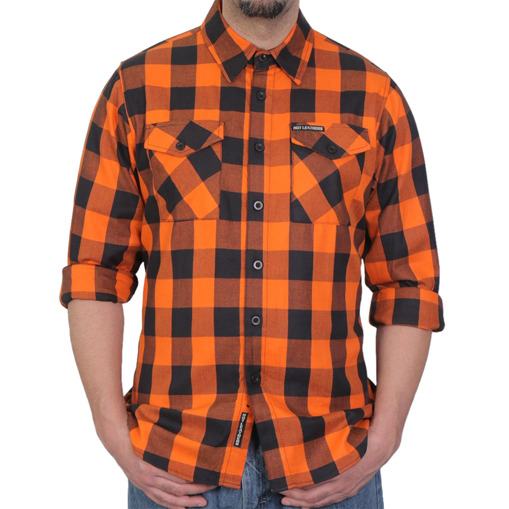 Men's Flannel Shirt in Black & Orange