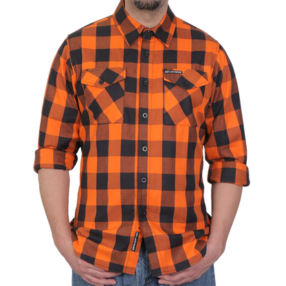 Men's Flannel Shirt in Black & Orange