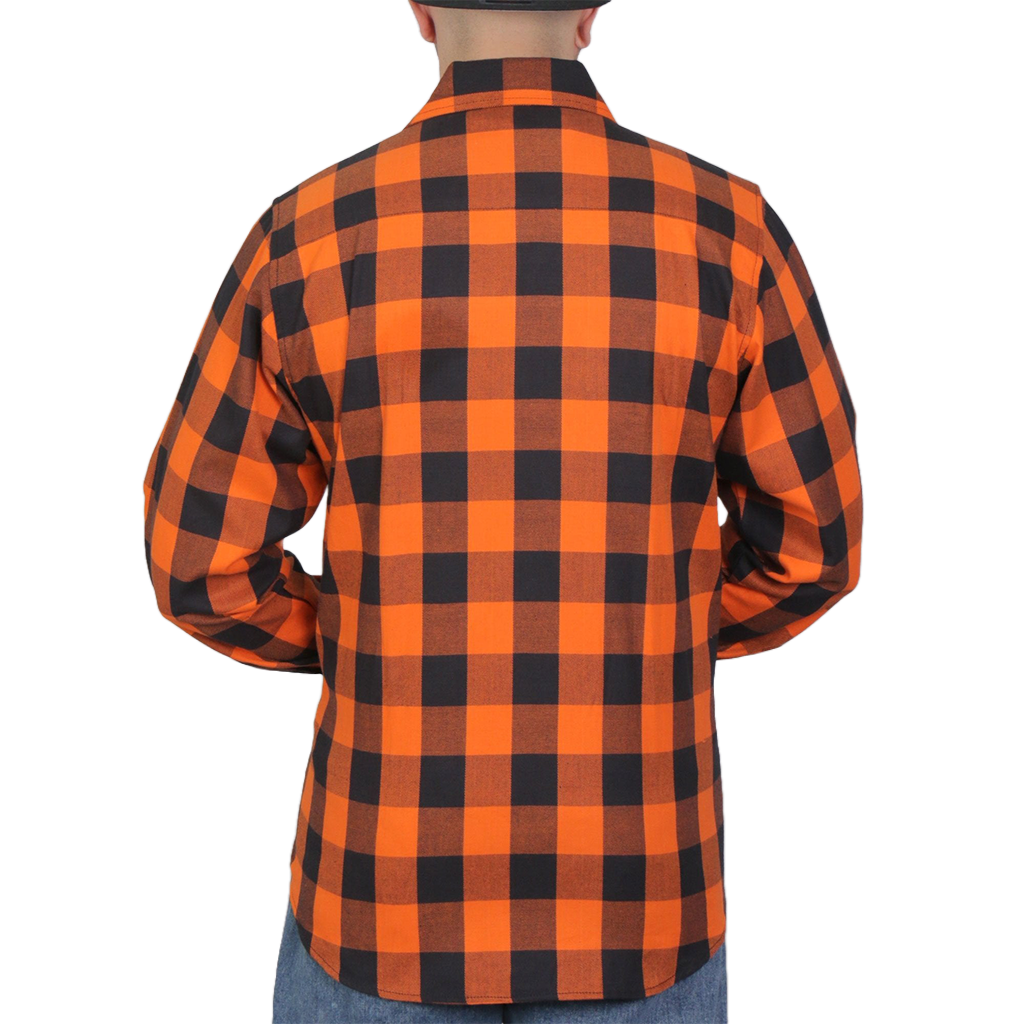 Men's Flannel Shirt in Black & Orange