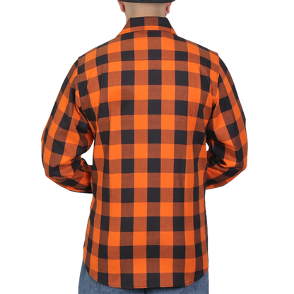 Men's Flannel Shirt in Black & Orange