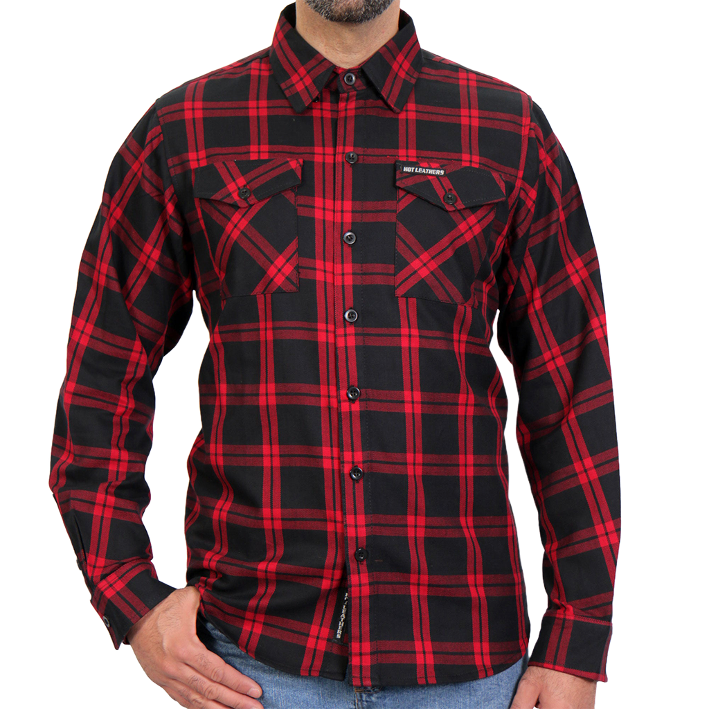 Men's Flannel Shirt in Black & Red