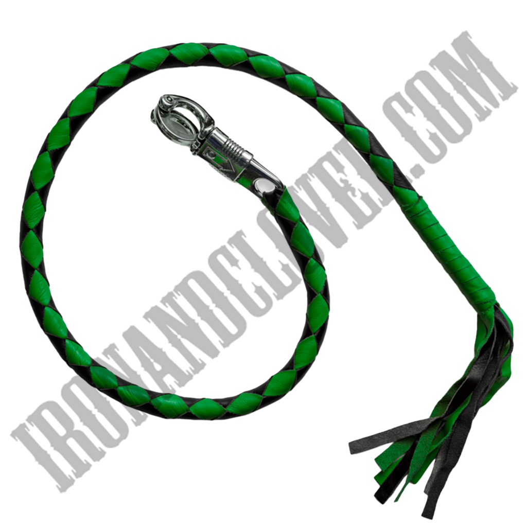 Green & Black Leather Get Back Whip