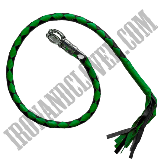 Green & Black Leather Get Back Whip