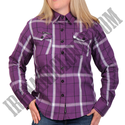 Flannel Shirt in Purple, White & Black