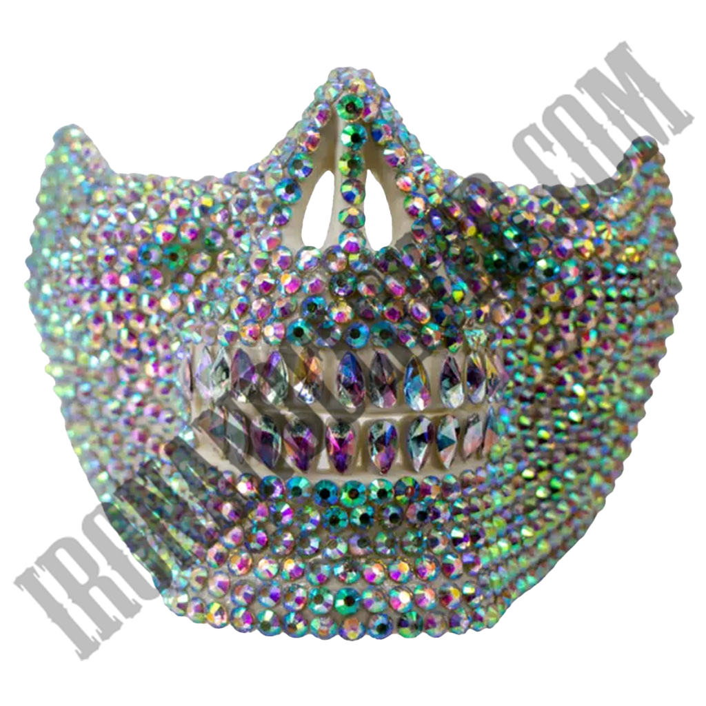 Rhinestone Skull Mask in Iridescent