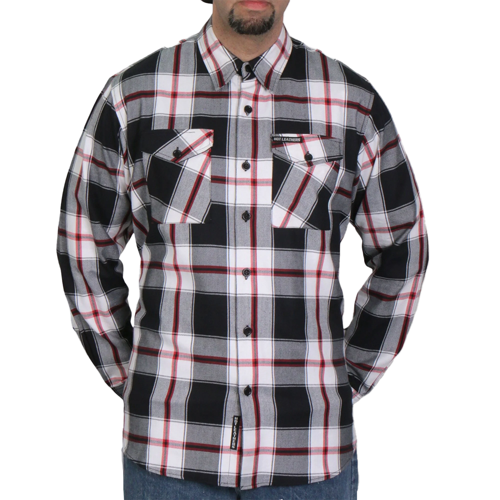 Men's Flannel Shirt in Black, White & Red