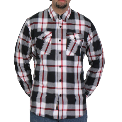 Men's Flannel Shirt in Black, White & Red