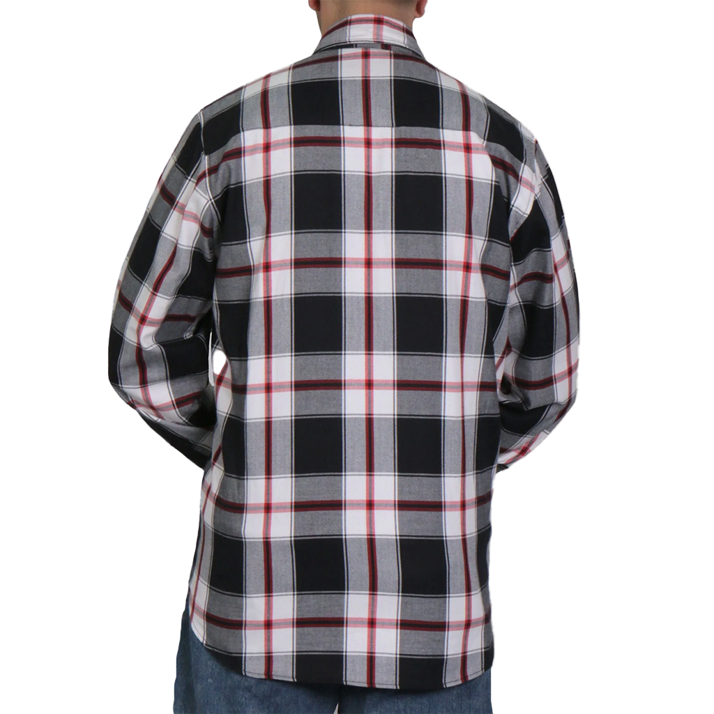 Men's Flannel Shirt in Black, White & Red