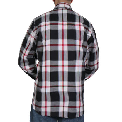 Men's Flannel Shirt in Black, White & Red