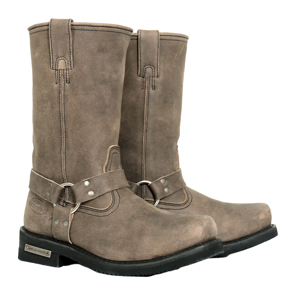 11-Inch Harness Boots in Stone Wash Brown