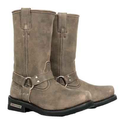 11-Inch Harness Boots in Stone Wash Brown