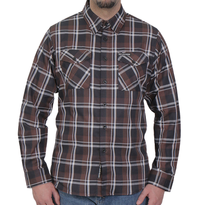 Men's Flannel Shirt in Brown, Black & White