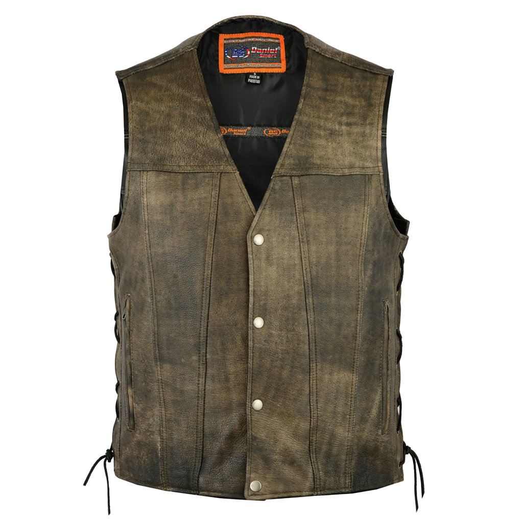 Traditional Motorcycle Vest in Antique Brown