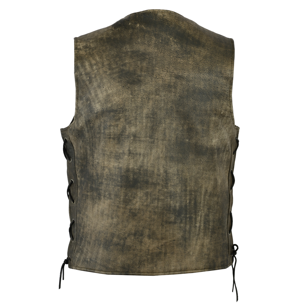 Traditional Motorcycle Vest in Antique Brown