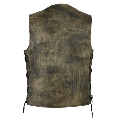 Traditional Motorcycle Vest in Antique Brown