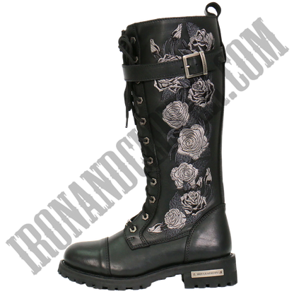 Knee-High Wild Roses Leather Boots