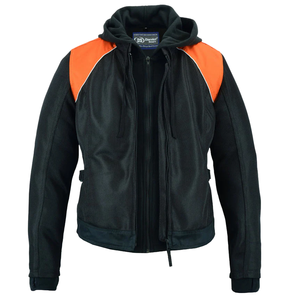 3-in-1 Motorcycle Jacket in Black & Orange