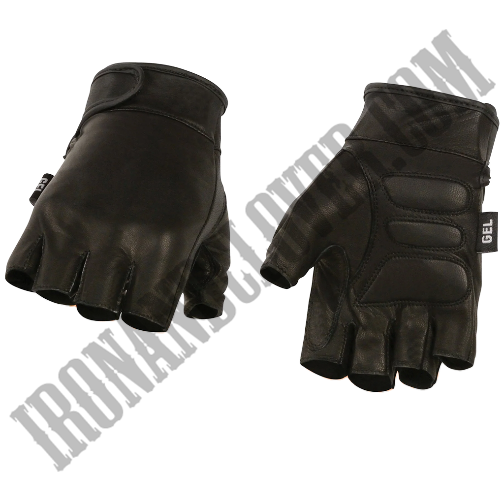 Black Leather Gel Padded Palm Gloves