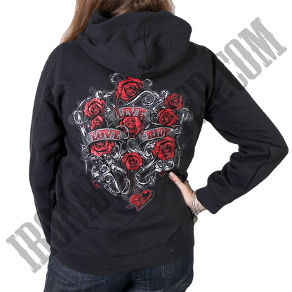 Live, Love, Ride & Roses Hoodie