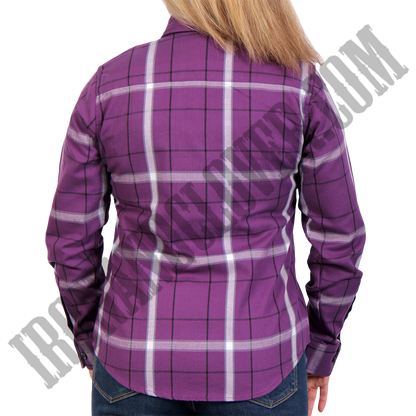 Flannel Shirt in Purple, White & Black