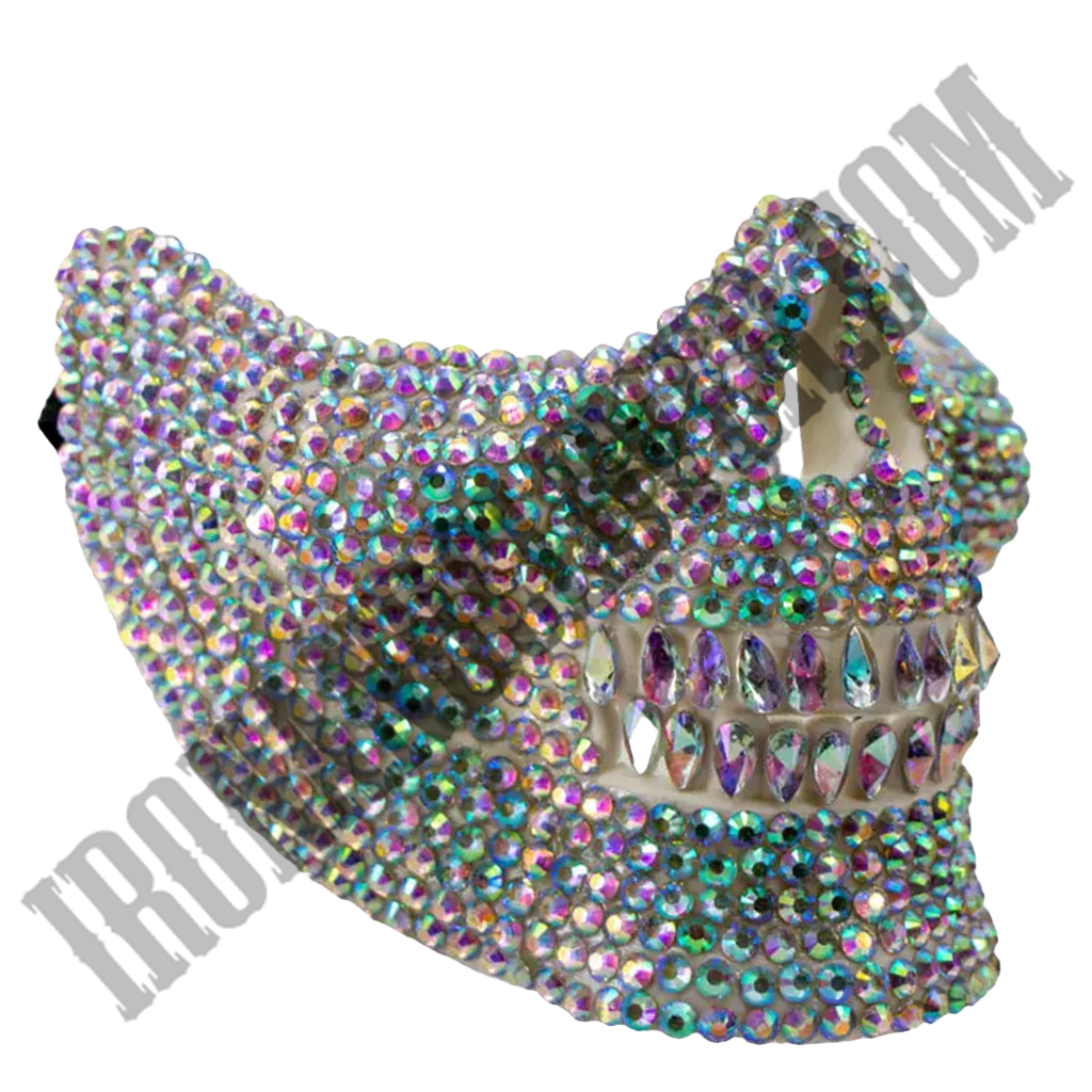 Rhinestone Skull Mask in Iridescent