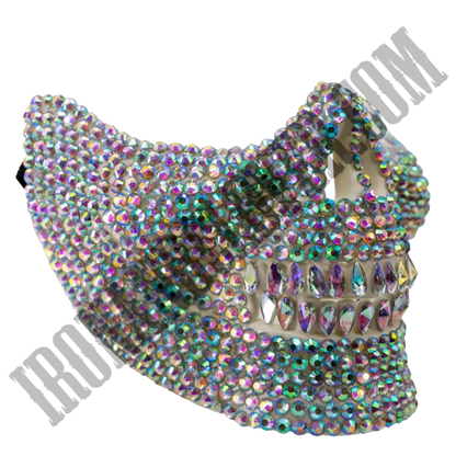 Rhinestone Skull Mask in Iridescent