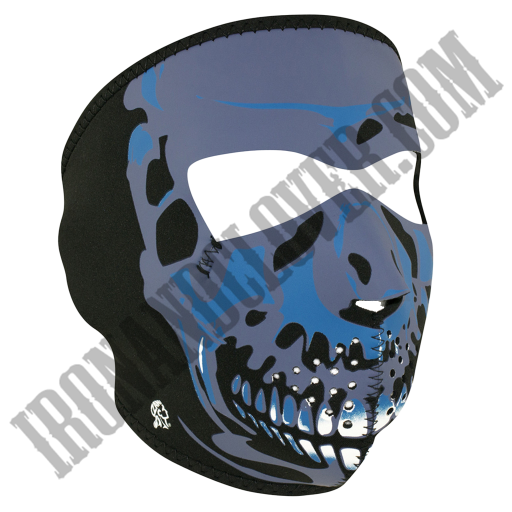 Blue Chrome Skull Full Face Mask