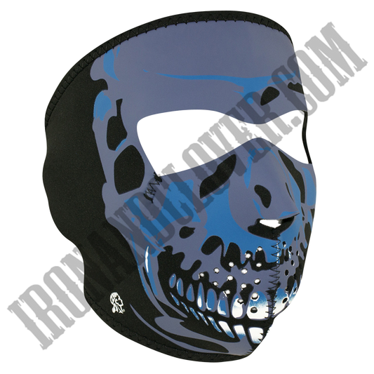 Blue Chrome Skull Full Face Mask