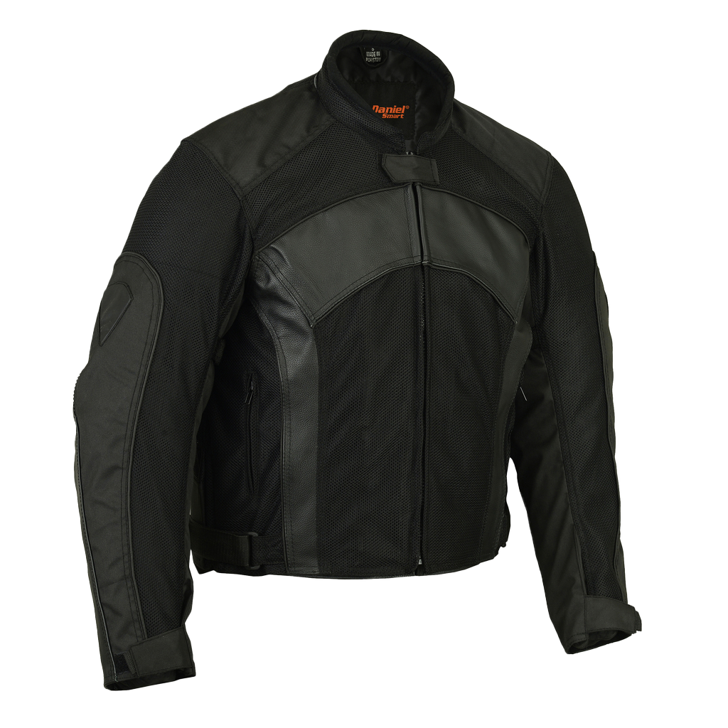 Mesh & Leather Padded Motorcycle Jacket