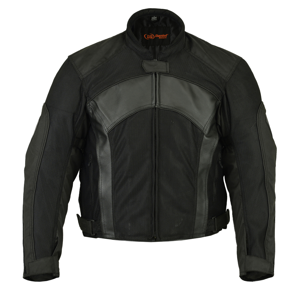 Mesh & Leather Padded Motorcycle Jacket