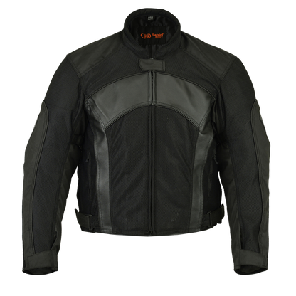 Mesh & Leather Padded Motorcycle Jacket