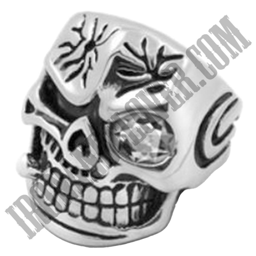 Mayhem Skull with Cigar & White Jewel Ring