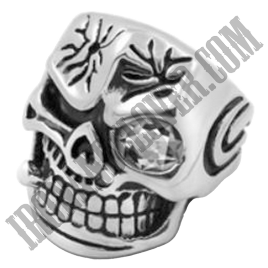 Mayhem Skull with Cigar & White Jewel Ring