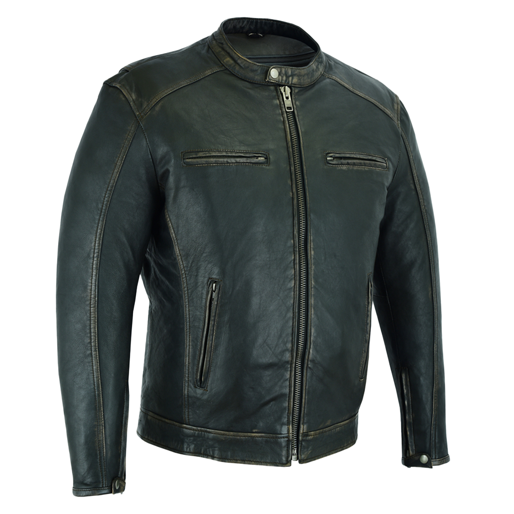 Cruiser Motorcycle Jacket in Distressed Gun Metal