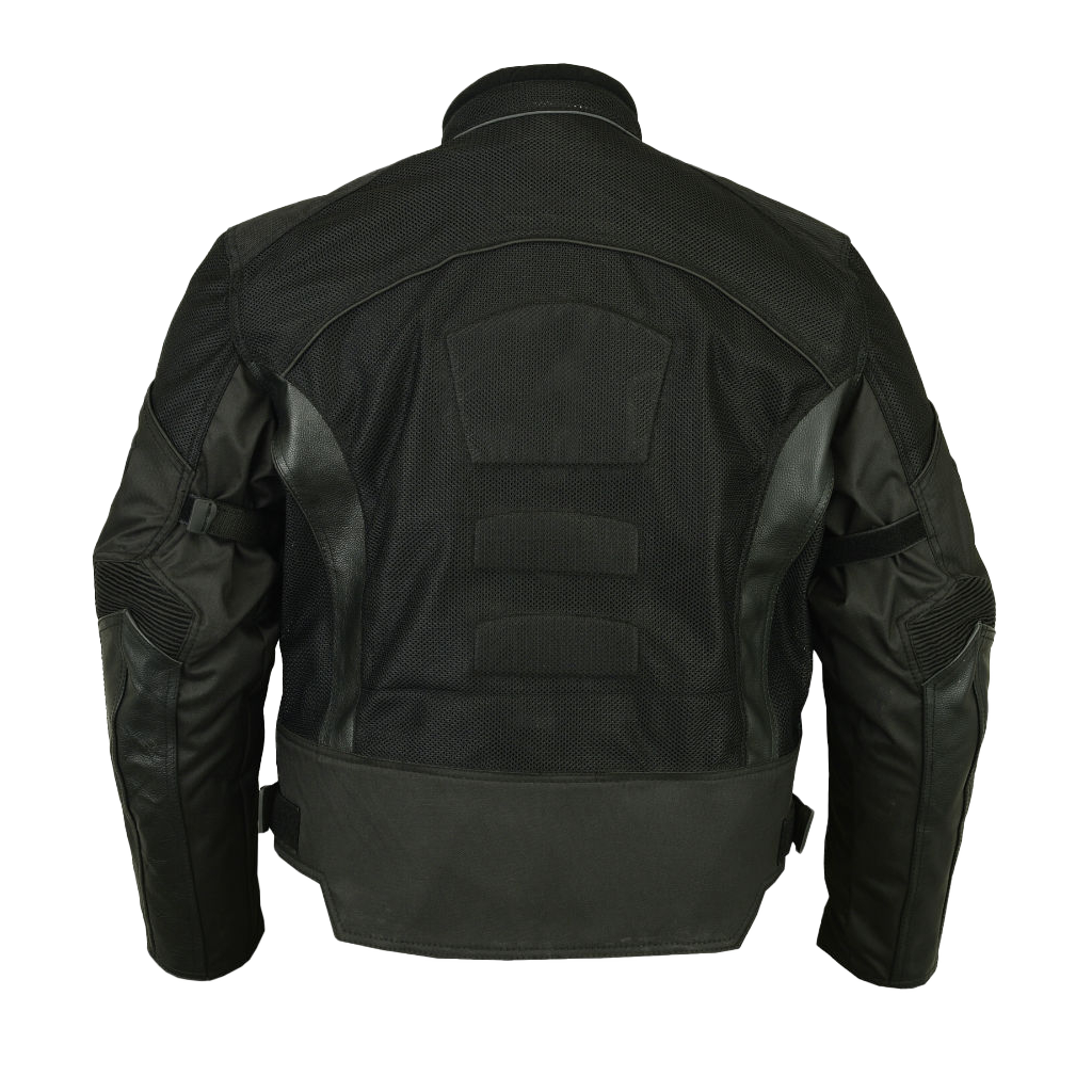 Mesh & Leather Padded Motorcycle Jacket